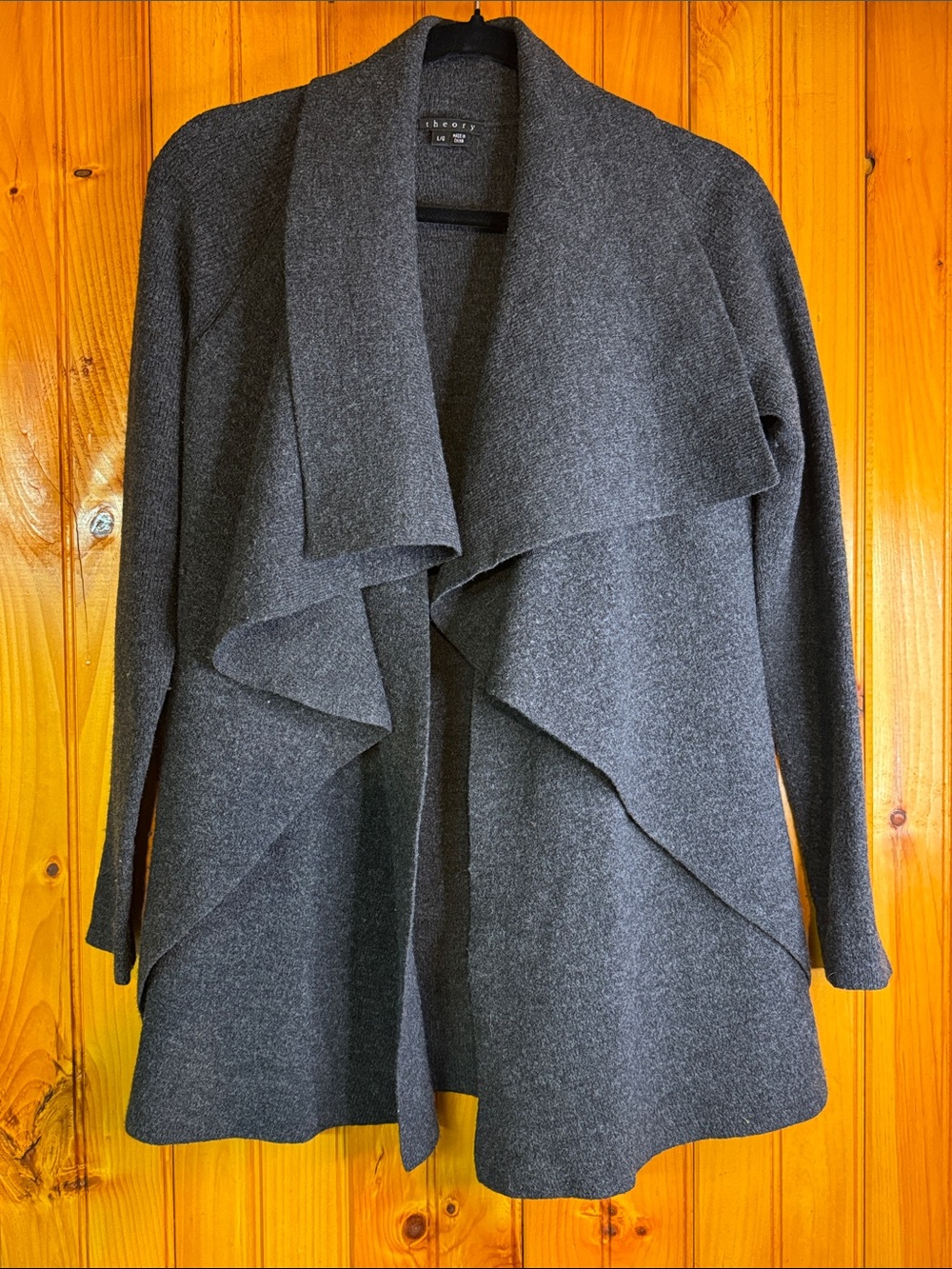 Theory Charcoal Gray Draped Open Cardigan - Picture 1 of 10